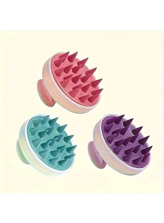 Purple Scalp Massager Shampoo Brush Manual Battery Free For Shower Relaxation - Image 2